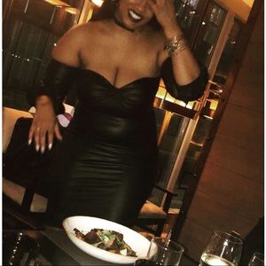 FashionNova Off-The-Shoulder Faux Leather Dress